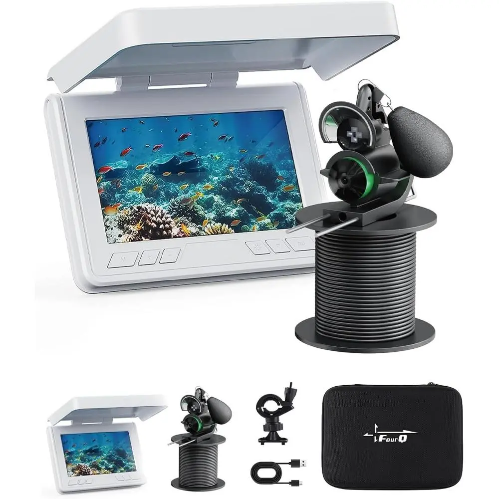 Underwater Video Fishing Camera - 4.3 Inch HD Monitor, 220° Wide-Angle Lens, IR Night Vision, 65ft Waterproof Cable, 10+ Hour Rechargeable Battery, 1000tvl Program Chip, Portable Boat Camera for Ice Fishing, Ideal for Husbands
