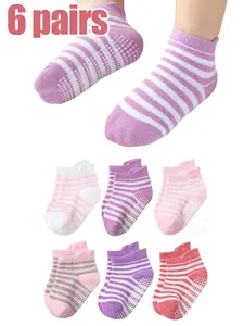 Baby Girls' Cartoon Socks Set, Anti-Slip Toddler Walking Socks, Newborn Baby Shoes, Multiple Colors Available, Unisex Design, Soft Socks, Soft Comfy Socks