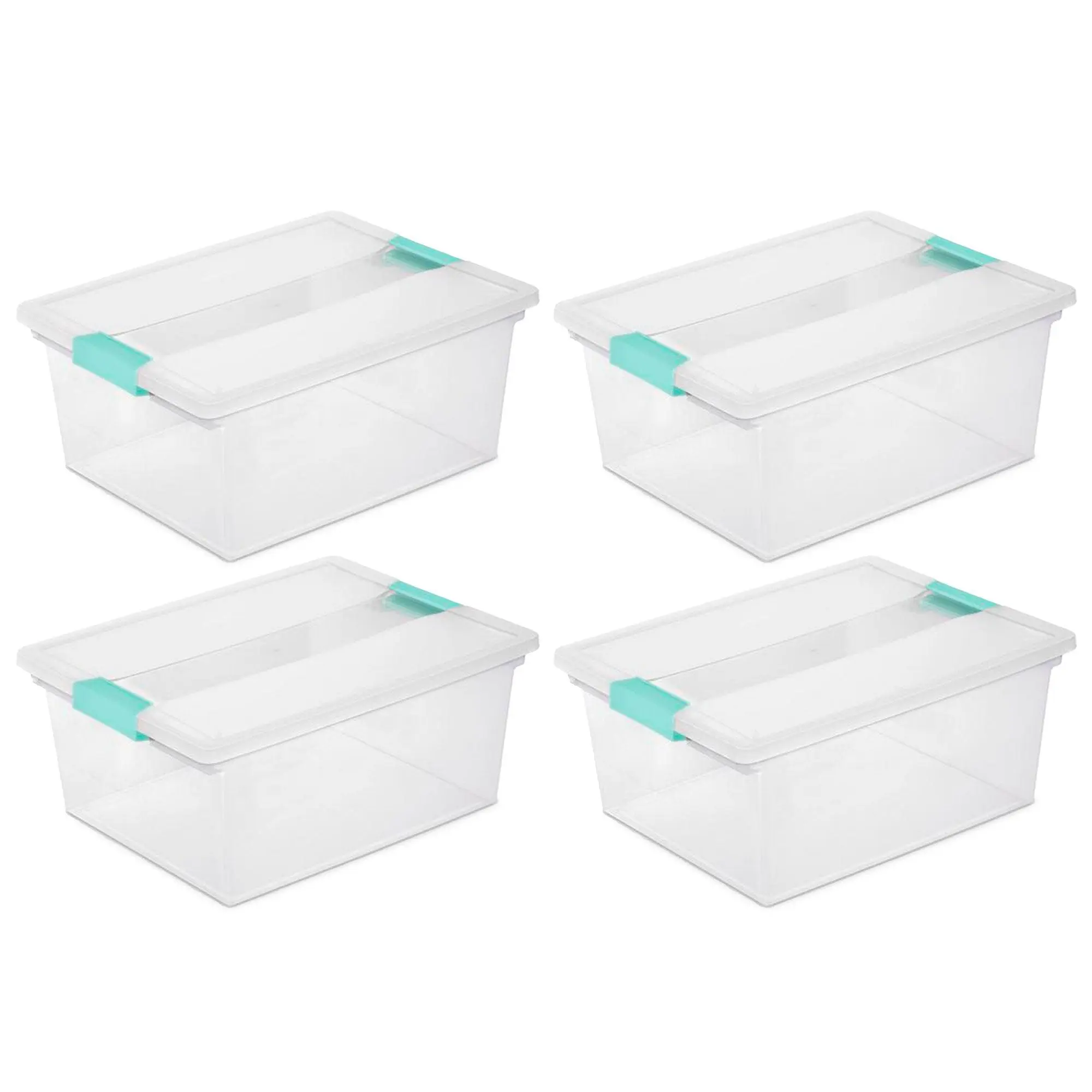 Sterilite Deep Plastic Stackable Storage Bin w/ Clear Latch Lid, Clear (4 Pack) Boxes Container Sterilite Deep Plastic Stackable Storage Bin w/ Clear Latch Lid, Clear (4 Pack) Boxes Container