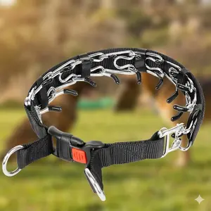 Adjustable 5-Level Rubber Padded Dog Training Collar with Quick-Release Safety Buckle, Anti-Pull Stainless Steel Prongs for Small & Medium Dogs, Non-Slip Pet Collar with Comfort Cushion and Safe Breakaway Design