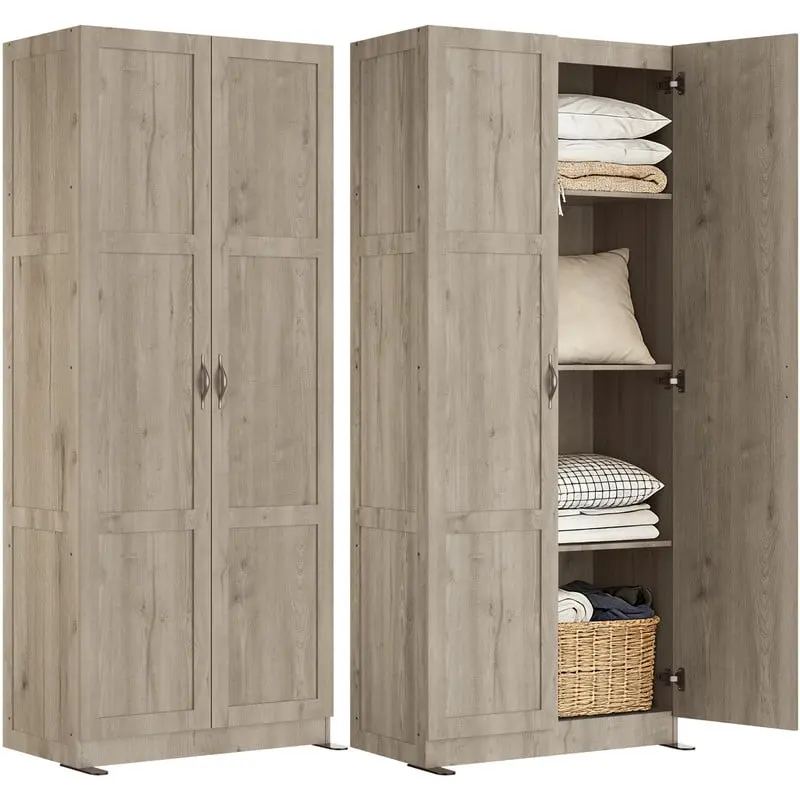 Gianna 71-in Wooden Tall Storage Cabinet, Freestanding 4-Tier Cupboard, Home Organizer for Kitchen, Living Room