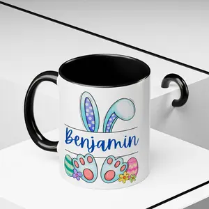 Custom Bunny Ceramic Mug – Personalized Easter Name Cup with Ears & Paws – Cute Spring Gift for Boys & Girls - Drink