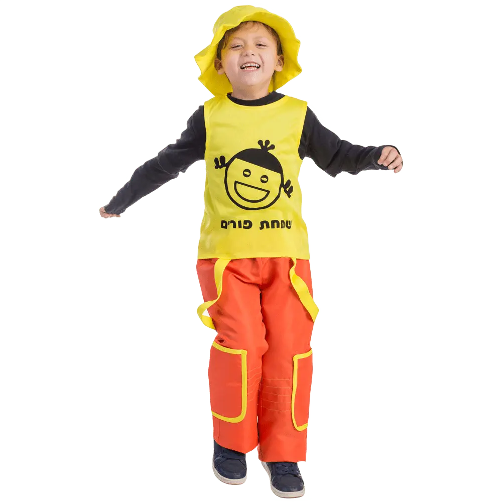 Jolly Purim Costume Dress For Kids - Simchas Purim Vest, Colorful Pants with Pockets & Hat Boys Costume - Holiday Celebration, School Events & Pretend Play Fun Costume