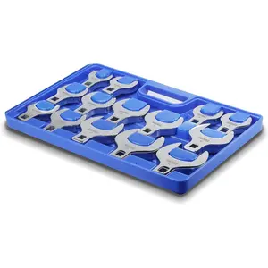 1/2" Drive Crowfoot Wrench Set,14-Piece Metric Crows Foot Wrench Set 27 to 50mm Vanadium Big Crowfoot Wrench