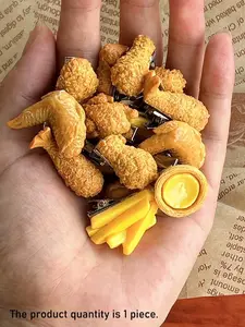 Cute Realistic Food Hair Clips, Fried Chicken Hair Clips, Fun Creative Chicken Leg Wing Strips Potato Chips Hair Clips, School Supplies, Alligator Clips, Barrettes