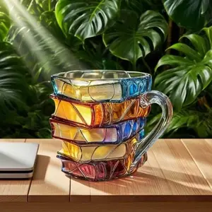 Creative Colorful Book Gift, Innovative 3D Painting Book Coffee Cup, Unique Stacking Book Cup, Perfect Gift for Literature Lovers, Stylish Drinkware