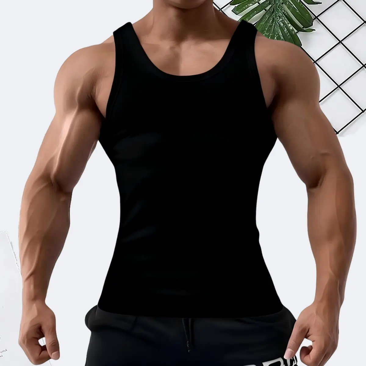 Non-cotton，Men's Ribbed Tank Top 1/2/3/4-Pack, Slim Fit Cotton Undershirt, Basic Layering A-Shirt Wife Beater Style Ribbed Tank Top，TikTok Viral Ribbed Tank Top for Men, 1-Pack Slim Fit Casual & Gym Sleeveless Shirt