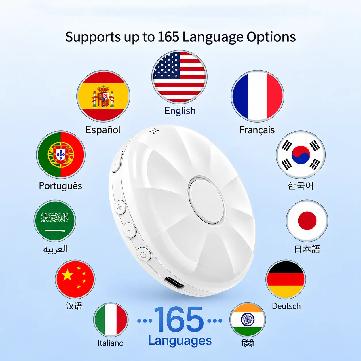 Portable Bluetooth Language Translation Pen, Two-Way Spanish ＆ English Communication Aid for Everyday Conversation, 165 Language Options