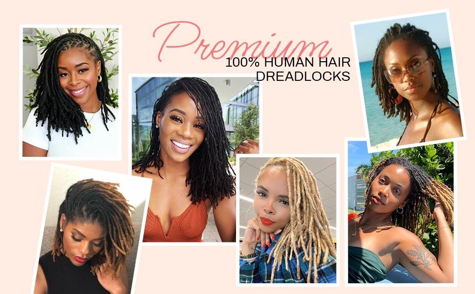 Beauday Handmade Interlocking Loc Extensions 100% Human Hair 0.6cm Width Textured Natural Looking Soft Dreadlocks Afro Kinky Curly Ultra Soft Lightweight Pre-stretched Tangle-Free No Shedding