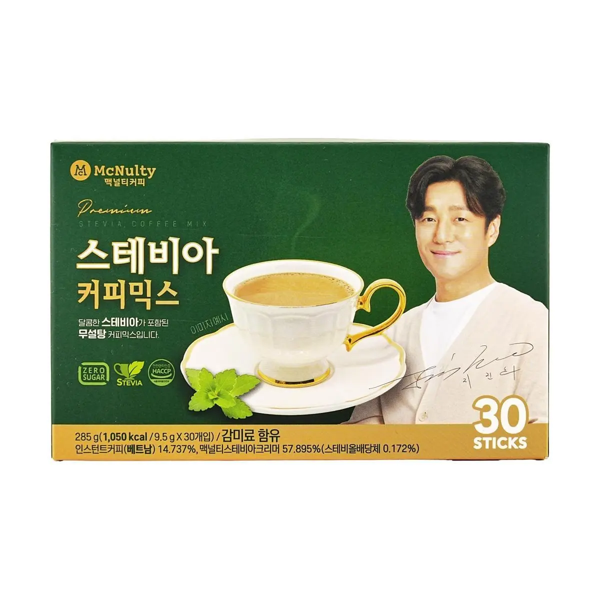 MCNULTY Korean Stevia Sweetener Coffee Mix Sticks - 9.5g x 30 Sachets - Sugar-Free Instant Coffee Beverage