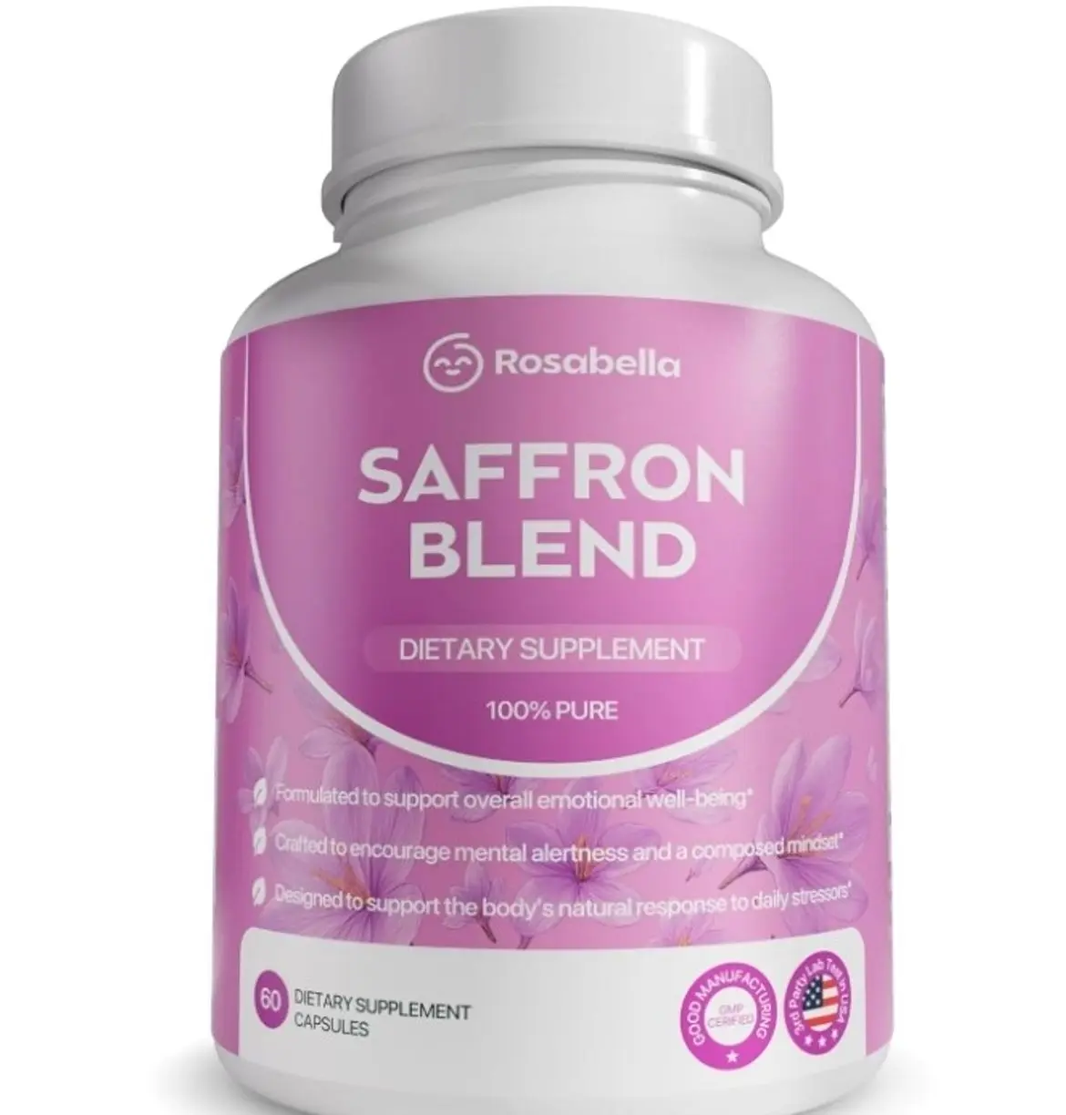 Saffron Blend Supplement for Men & Women – Saffron, B6, Magnesium & Herbal Extract Capsules – Supports Mood, Focus & Clarity – Non-GMO, Gluten-Free – 60 Capsules – 30-Day Supply