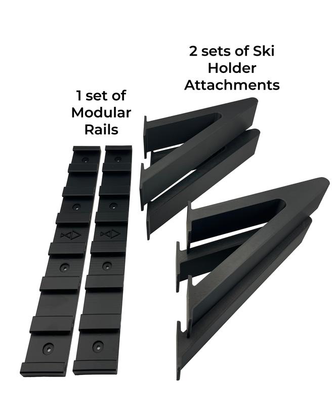 Pesca Innovations Ski Holder Package | Modular Storage System with 11.50” Modular Rails & 2 Sets of Ski Holder Attachments | Customizable Design