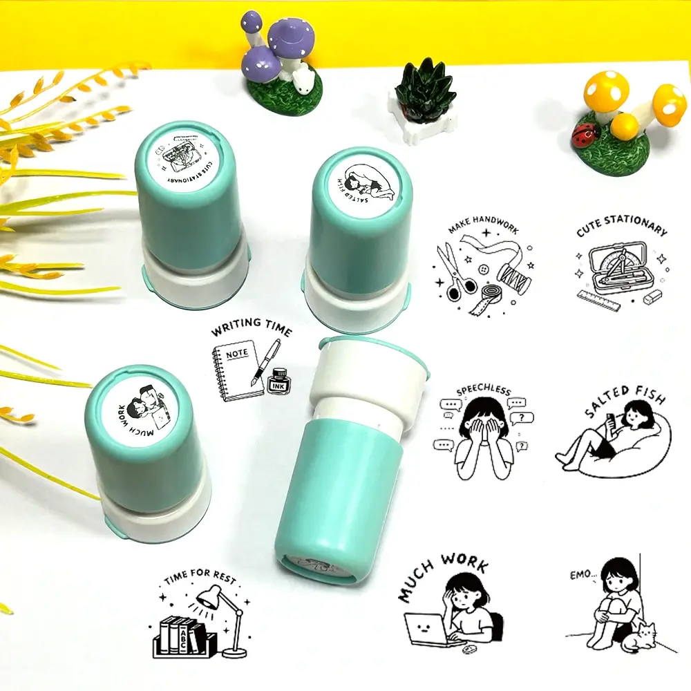 8 Creative Stamp Set for Handmade Work Learning, Fun Emotion & Stationery Stamps, Ideal for Journaling & Diary Recording