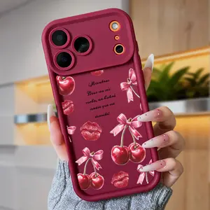 Sweet Cherry Love Case for iPhone 17 Air 16 Pro Max 15 Plus 14 13 12 11 X XS Shockproof Full Camera Protection Durable Slim Silicone Cover with Festive Design