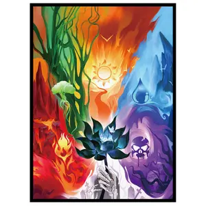 KABINKA MTG Card Sleeves - 100 Standard Size Pack Clear Front & Matte Finish Back with Five Elements, Premium Sleeves for Magic The Gathering TCG