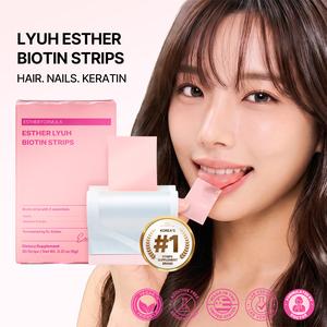 ESTHER FORMULA Biotin Strips (30 STRIPS) | Fast-Absorbing Oral Strips for Hair, Skin & Nails, Supports Fuller Hair, Stronger Nails & Healthy Hair Growth with Bamboo Extract – Sugar-Free Berry Flavor, beauty film