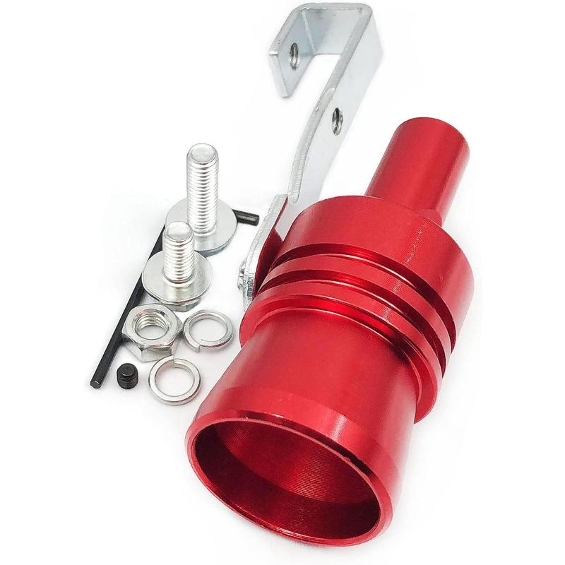 2pcs XL Size Aluminum Alloy Universal Turbo Sound Exhaust Muffler Pipe Whistle Car Roar Maker Red 8-inch