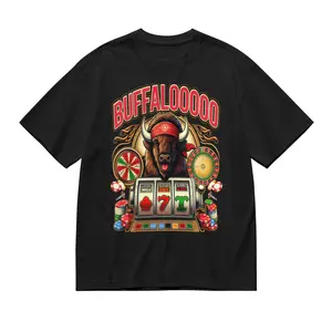 cotton Lucky Buffalo Casino Buffalooooo Slot Machine Gambling Game T-Shirt casual Fashion graphic tees for women