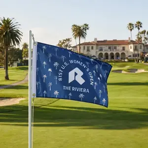 Navy Blue Golf Course Flag with Palm Tree Pattern, Outdoor Putting Green Pin Flag