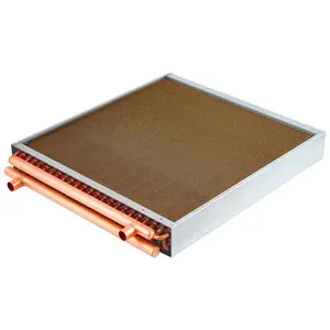 VEVOR Water to Air Heat Exchanger, 24x 24 in Finned Tube HVAC Heat Exchanger Coil with Copper Tubes Aluminum Fins, 225K BTU Output for Outdoor Wood Furnace, Hydronic Heating Cooling Systems