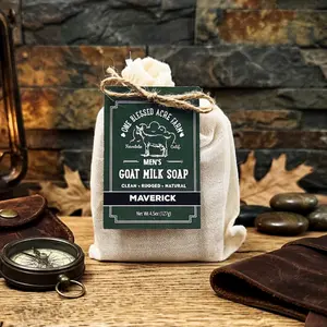 Mens Goat Milk Bar Soap, 4.5 oz Body Wash Body Cleansing Body Care Men's Grooming Gentle Skin Repair Cleanser Sandalwood Scented