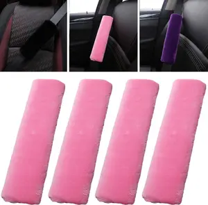 4 Pack  Seat Belt Pads  Cover  Safety Belt Protector with Adjustable Soft Plush  Strap Protect  and  (Light )
