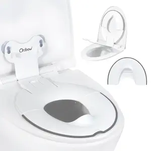 Orzbow Foldable Toddler Potty Training Seat with Suction Cups Firmly Adhere, Travel Potty Seat with Adjustable Length, Fits Most Adults Toilets, Includes Splash Guard, Easy to Clean, White