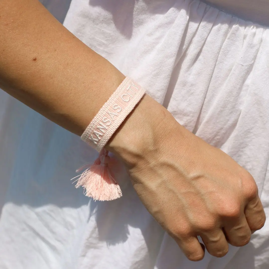 Pink KC Woven Canvas Bracelet
