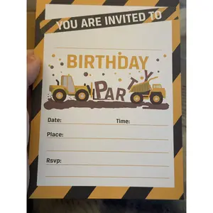 Construction Vehicle Birthday Party Invitations 30 pack