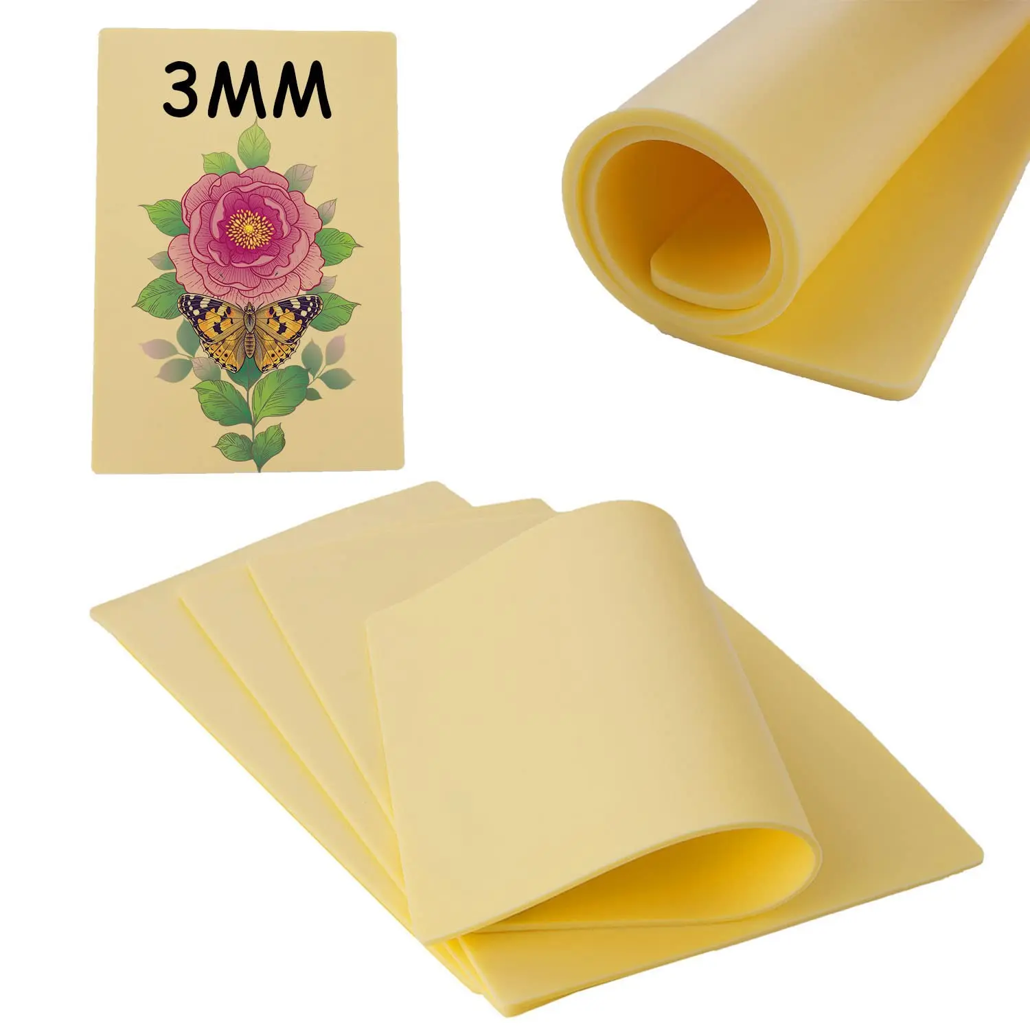 3 Pcs Tattoo Practice Silicone Fake Skin Sheets - 12x8in, 3mm Thick, Double-Sided Soft Blank, Individually Sealed Cosmetic Equipment Supply for Microblading Practice Kit, Tattoo Equipment Supply, Tattoo Practice Kit