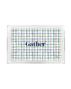 Painterly Plaid Lucite Serving Tray