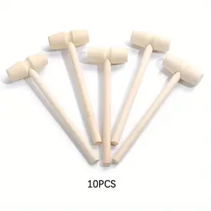 10pcs Mini Wooden Hammer Set - Versatile for Chocolate, Crafts, Lobster Mallets & DIY Tools - Perfect for Birthday & Wedding Party Favors