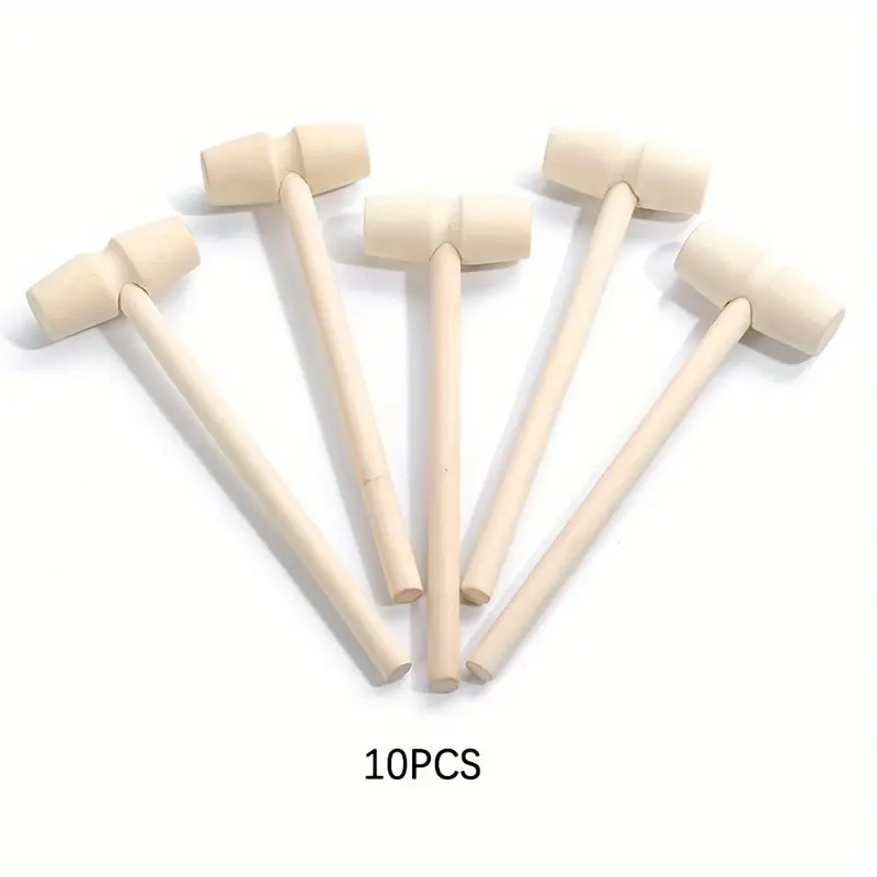 10pcs Mini Wooden Hammer Set - Versatile for Chocolate, Crafts, Lobster Mallets, Hand Tools & DIY Tools - Perfect for Birthday & Wedding Party Favors
