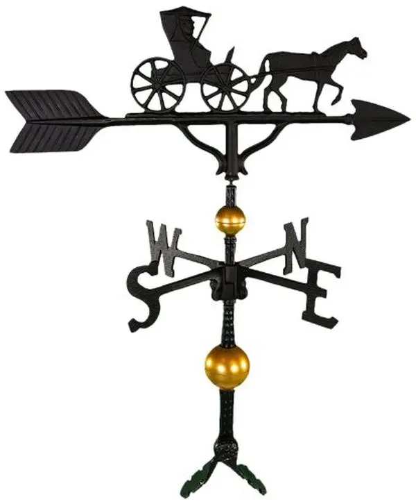 300 Series 32 In. Deluxe Black Country Doctor Weathervane with Mast, 23.25 In. Size, Adjustable Clutch Base, Extra Durability