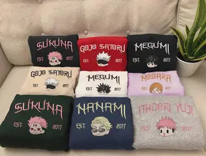 Jujutsu Kaisen Character Embroidered Sweatshirt, Embroidered Anime Shirt, Anime Shirts, Embroidered Shirt, Embroidered Hoodie, Anime Tee, Anime Shirt ESH372-377