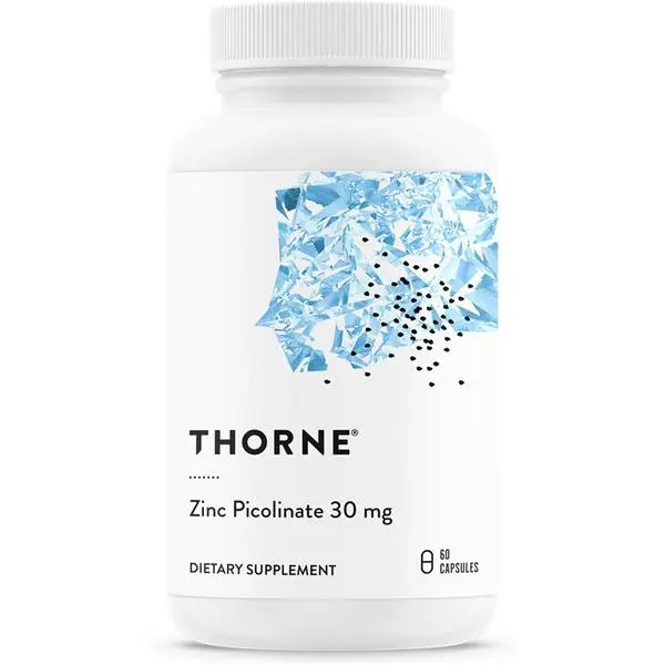 THORNE - Zinc Picolinate 30 mg - Well-Absorbed Zinc Supplement for Growth and Immune Function - Promotes Healthy Skin & Eyes* - Third-Party Certified - Gluten, Dairy & Soy-Free - 60 Capsules