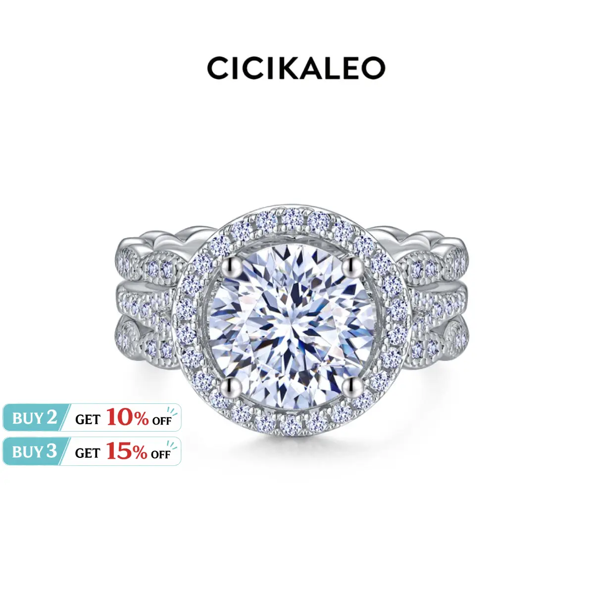 CICIKALEO 1.5/3 CT Moissanite Ring Enhancer Set for Women 81-Facet Cut Lab-Created 18K White Gold Plated Wedding Engagement Gift for Her #Summervibes Marriage Ring