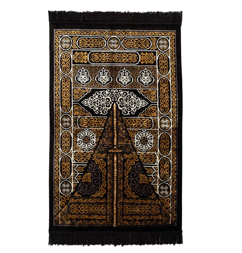 Black Diamond Islamic Prayer Rug - Kaba Door