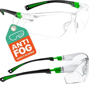 Safety Glasses for Men and Women; Lightweight Work Glasses with Adjustable Frames and No-Slip Grips; Scratch Resistant Anti Fog Safety Glasses with Superior UV Protection, ANSI Z87.1 Rated