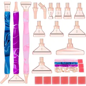 21 count  Art Painting Pen Metal Tips Multi Placer Tips with 6 Clay, Rose