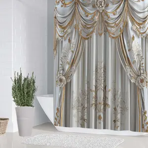Fashion Patterned Bathroom Set, Shower Curtain Sets, Includes Soft Shower Curtain, Mat, Toilet Seat Cover, Elegant Decoration, Bathroom Decoration Accessories, 1/4 Piece Bath Ensemble