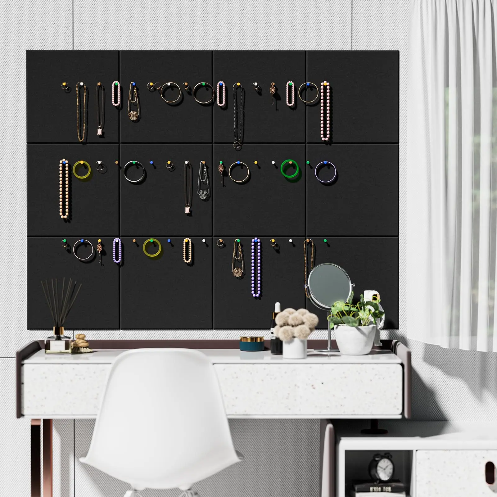 MaxGear Large Cork Board for Wall 48" x 36"  Bulletin Board, 12 Pack Felt Wall Tiles with Pushpins, Cork Boards for Office Pin Board Tack Board for Photo Meno Decor Home Decore Interior Decoration Accessories