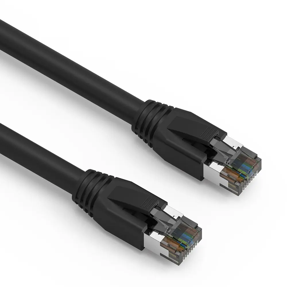 Nippon Labs Cat8 RJ45 2FT Ethernet Patch Internet Network LAN Cable, Indoor/Outdoor, 24AWG, Shielded Latest 40Gbps 2000Mhz, Weatherproof S/FTP for Router, PS4, PS5, Xbox, PoE, Switch, Modem (Black)