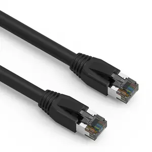 Nippon Labs Cat8 RJ45 2FT Ethernet Patch Internet Network LAN Cable, Indoor/Outdoor, 24AWG, Shielded Latest 40Gbps 2000Mhz, Weatherproof S/FTP for Router, PS4, PS5, Xbox, PoE, Switch, Modem (Black)