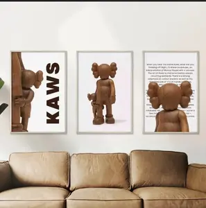 Set of 3 Wooden Kaws Art pieces wall art home decor , Product without frame