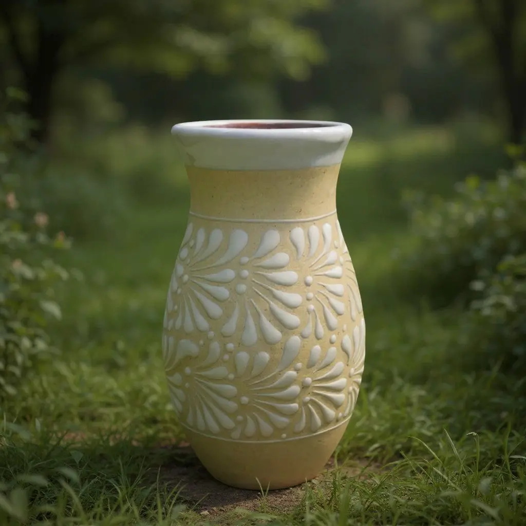 Cream & White Talavera Vase | Handmade Floral Pottery