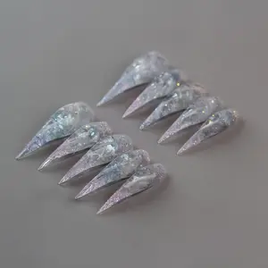 Glow in the Dark Fairy Dragon Claw Nails | 1.7” Extra Long Pink-Blue Marble Talons | Handmade Fantasy Cosplay Set