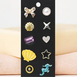Ear Seed Jewelry – 10 Adhesive Ear Seeds | Acupressure for Stress, Sleep, Pain, Focus | Crystal |Charms | Gold | Wellness Bling