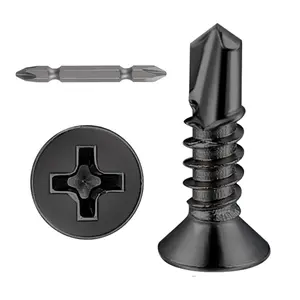 (500pcs)#8x5/8"for Sheet Metal Self-Tapping Screws 410 Black Stainless Steel Flat  High-Strength Quick self-Drilling Screws
