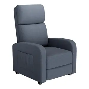 Single Reclining Sofa, Modern Living Room Recliners with Side Pocket, Adjustable Single Recliner Chair with Backrest & Cushion,Push Back Recliners Armchair for Office Home Theater, Bedroom Dark Grey